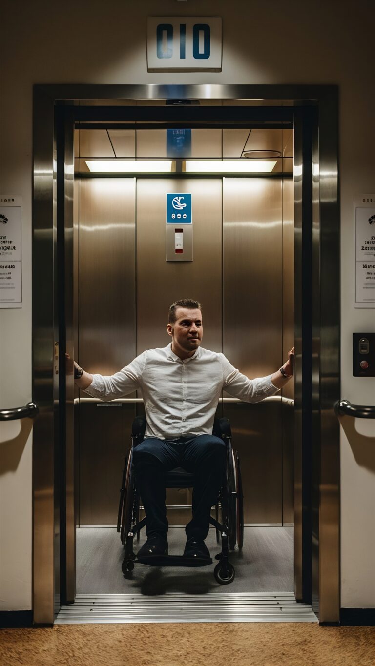 disabled-woman-using-elevator